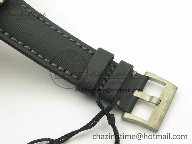 MultiPurpose Fifty Fathoms Titanium Big Date Black HGF Best Edition Black Dial on Sail-canvas Strap A6918B (Free Tool And Nylon Strap) 5285