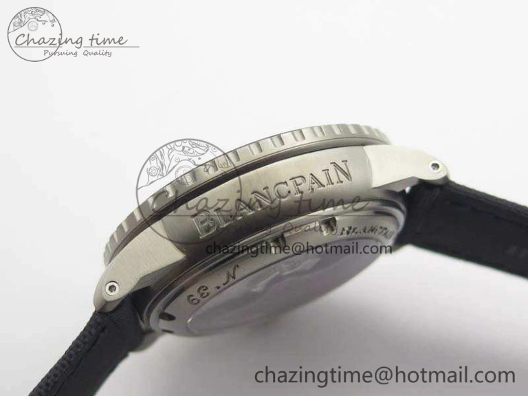 Original Fifty Fathoms Titanium Blue ZF 1:1 Best Edition Blue Dial On Canvas Strap A2836 (Free Tool ) 5301