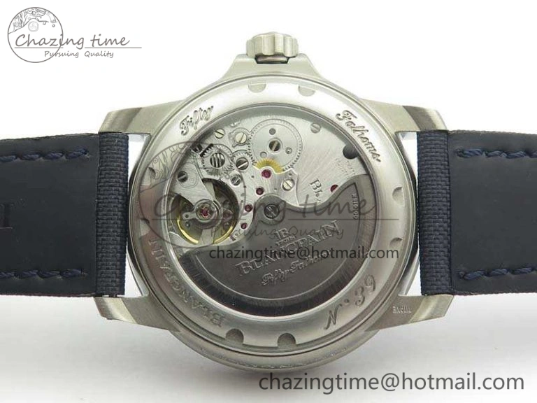 Original Fifty Fathoms Titanium Blue ZF 1:1 Best Edition Blue Dial On Canvas Strap A2836 (Free Tool ) 5301