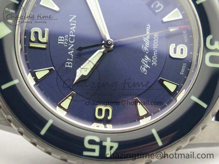 Original Fifty Fathoms Titanium Blue ZF 1:1 Best Edition Blue Dial On Canvas Strap A2836 (Free Tool ) 5301