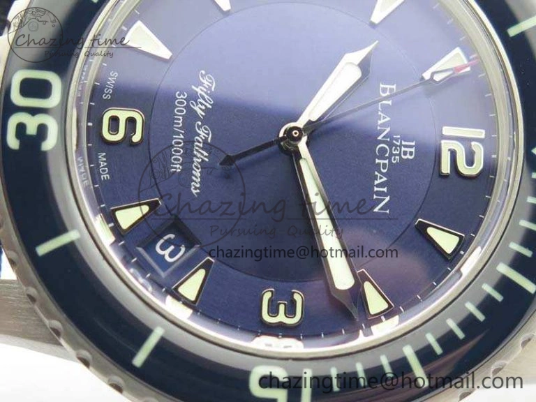 Original Fifty Fathoms Titanium Blue ZF 1:1 Best Edition Blue Dial On Canvas Strap A2836 (Free Tool ) 5301