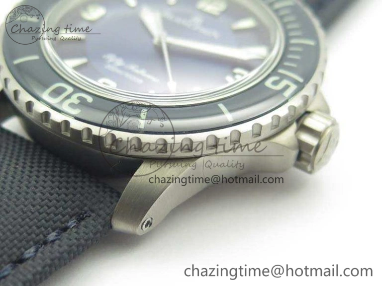 Original Fifty Fathoms Titanium Blue ZF 1:1 Best Edition Blue Dial On Canvas Strap A2836 (Free Tool ) 5301