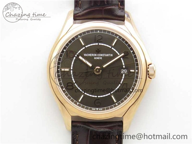 Fiftysix Complete Calendar RG 40mm ZF 1:1 Best Edition White Dial on Brown Leather Strap A WeatherProof 9906