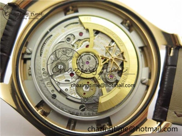 Fiftysix Complete Calendar RG 40mm ZF 1:1 Best Edition White Dial on Brown Leather Strap A WeatherProof 9906