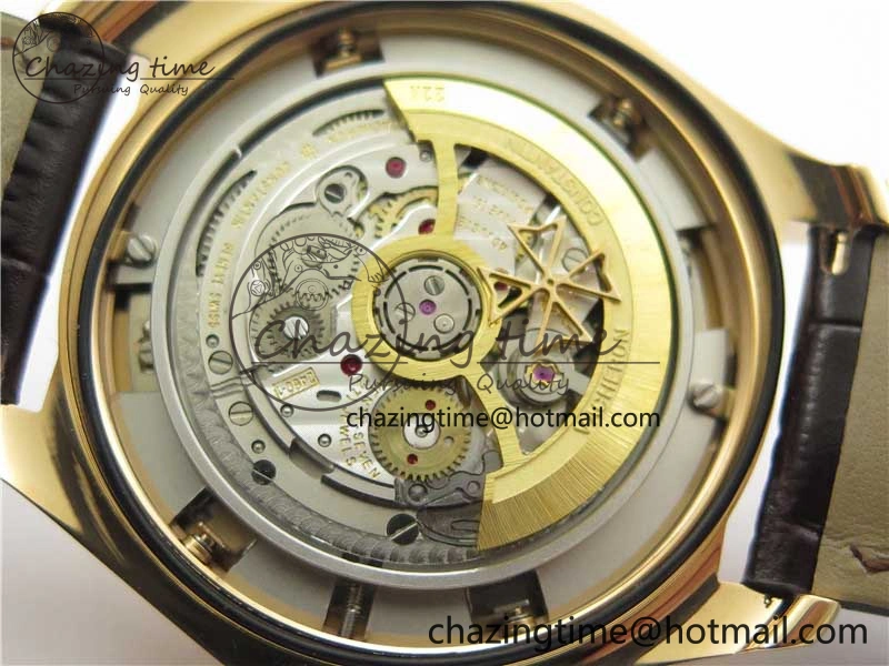 Fiftysix Complete Calendar RG 40mm ZF 1:1 Best Edition White Dial on Brown Leather Strap A WeatherProof 9906