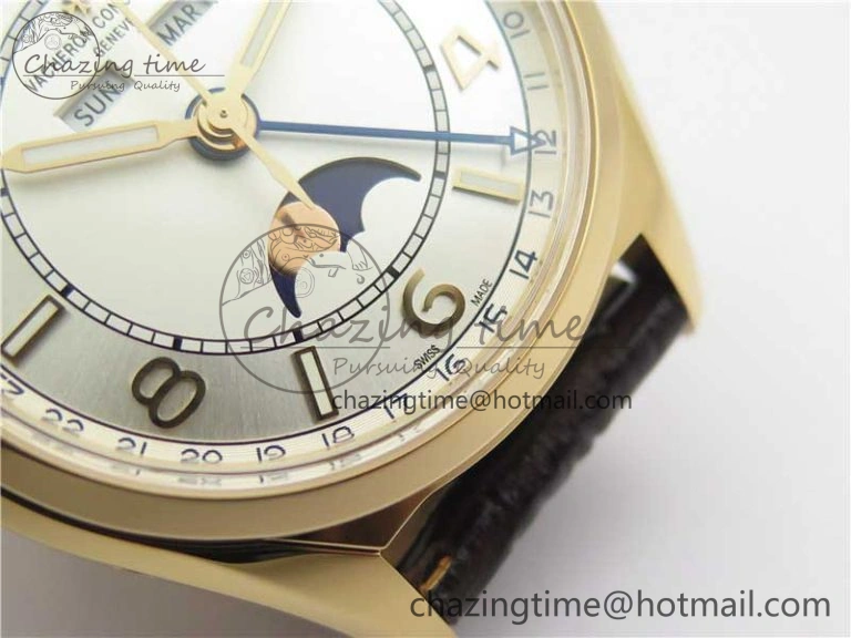 Fiftysix Complete Calendar RG 40mm ZF 1:1 Best Edition White Dial on Brown Leather Strap A WeatherProof 9906
