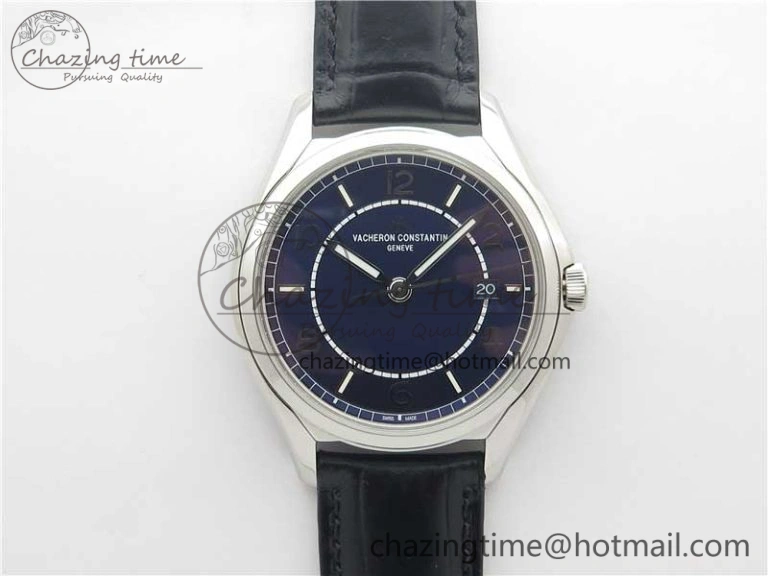 Fiftysix Complete Calendar SS 40mm ZF 1:1 Best Edition Blue Dial on Blue Leather Strap A Supportive 9918