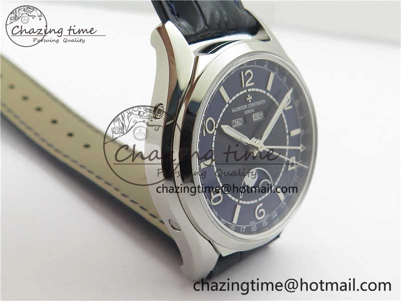 Fiftysix Complete Calendar SS 40mm ZF 1:1 Best Edition Blue Dial on Blue Leather Strap A Supportive 9918