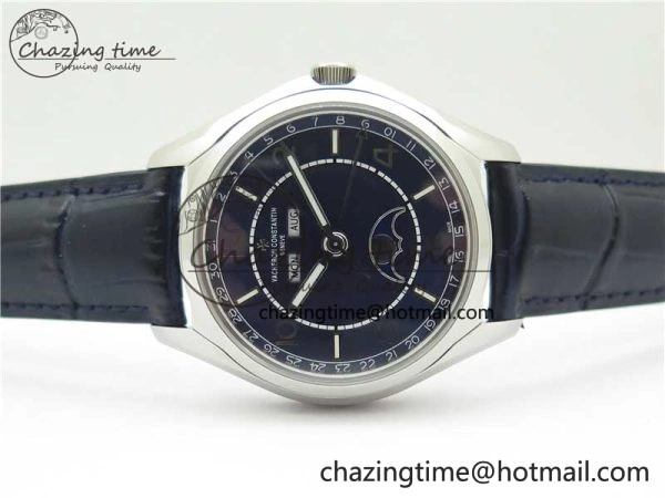 Fiftysix Complete Calendar SS 40mm ZF 1:1 Best Edition Blue Dial on Blue Leather Strap A Supportive 9918