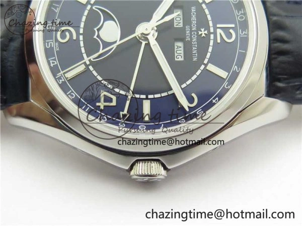 Fiftysix Complete Calendar SS 40mm ZF 1:1 Best Edition Blue Dial on Blue Leather Strap A Supportive 9918