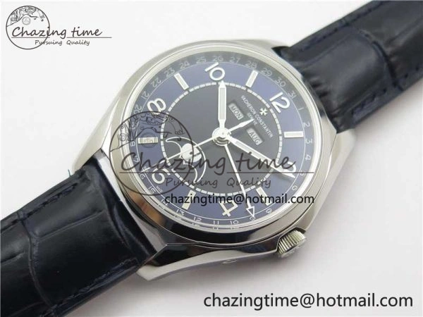 Fiftysix Complete Calendar SS 40mm ZF 1:1 Best Edition Blue Dial on Blue Leather Strap A Supportive 9918