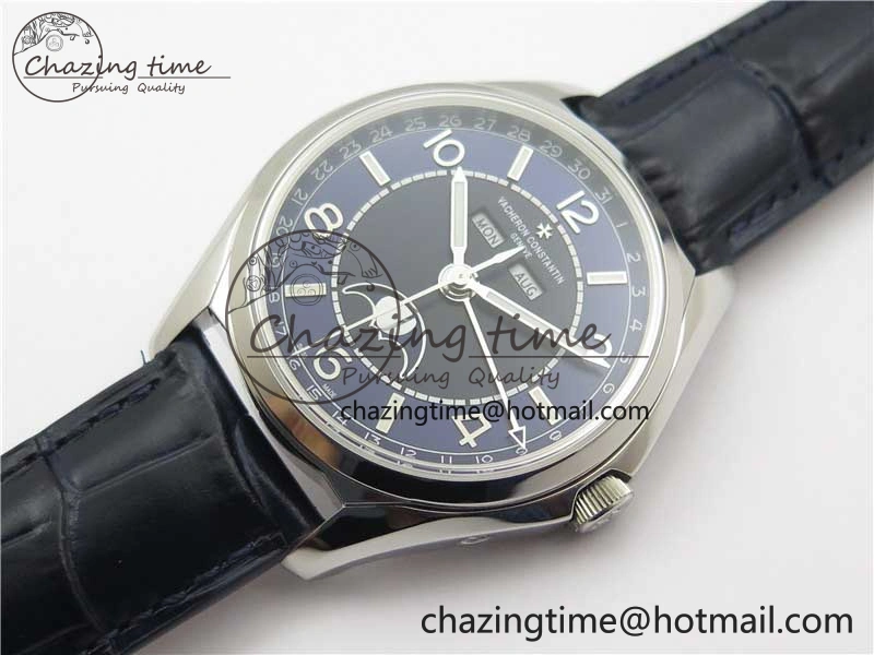 Fiftysix Complete Calendar SS 40mm ZF 1:1 Best Edition Blue Dial on Blue Leather Strap A Supportive 9918