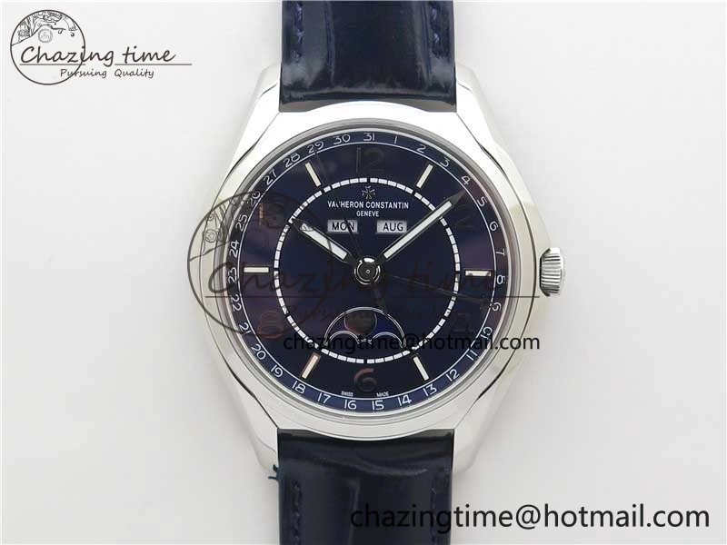 Fiftysix Complete Calendar SS 40mm ZF 1:1 Best Edition Blue Dial on Blue Leather Strap A Supportive 9918