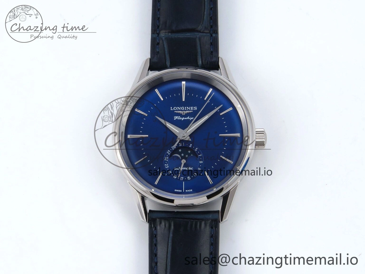 Flagship Heritage Moonphase SS APSF 1:1 Best Edition Blue Dial on Blue Leather Strap A Cozy 7544