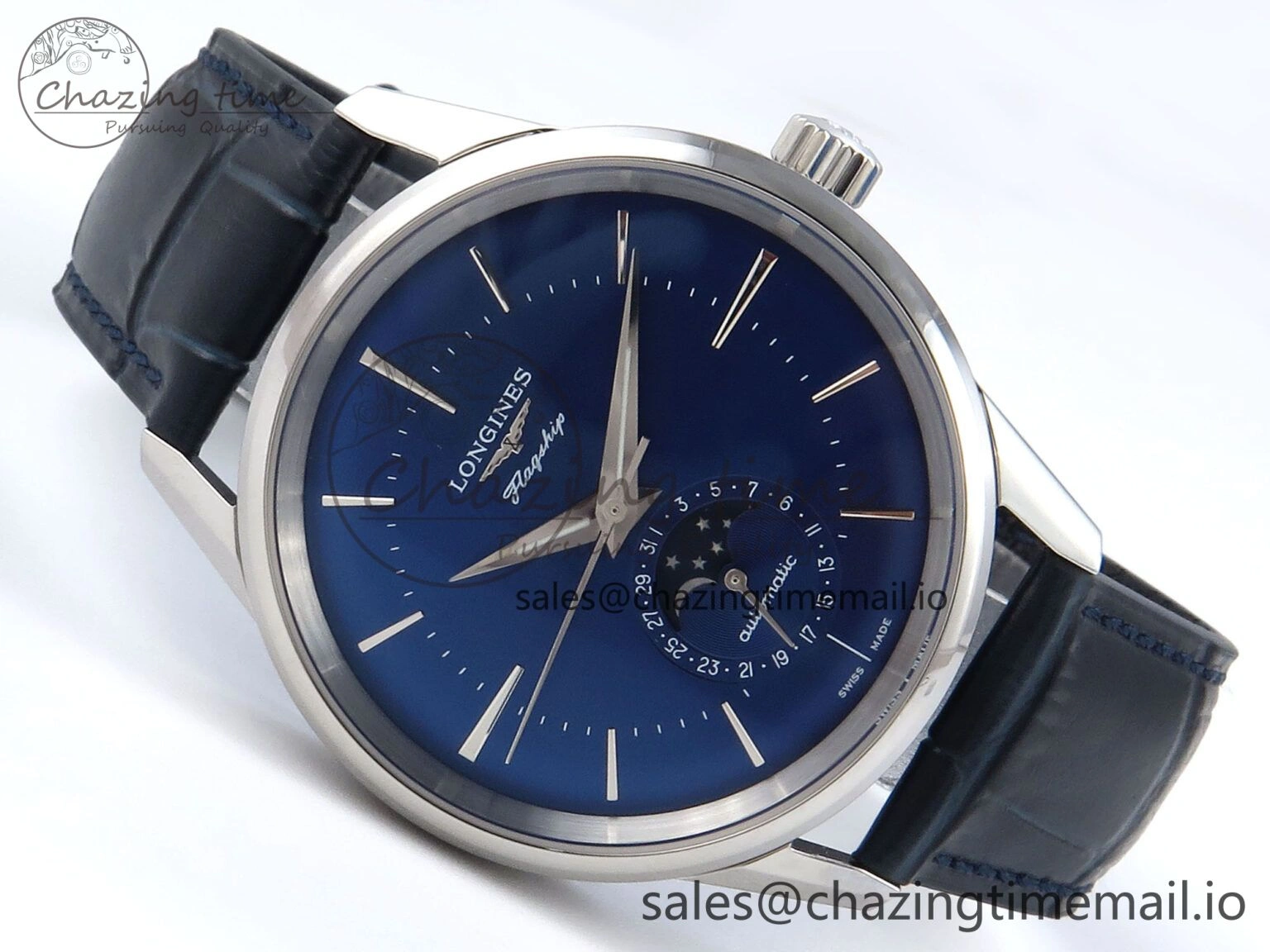 Flagship Heritage Moonphase SS APSF 1:1 Best Edition Blue Dial on Blue Leather Strap A Cozy 7544