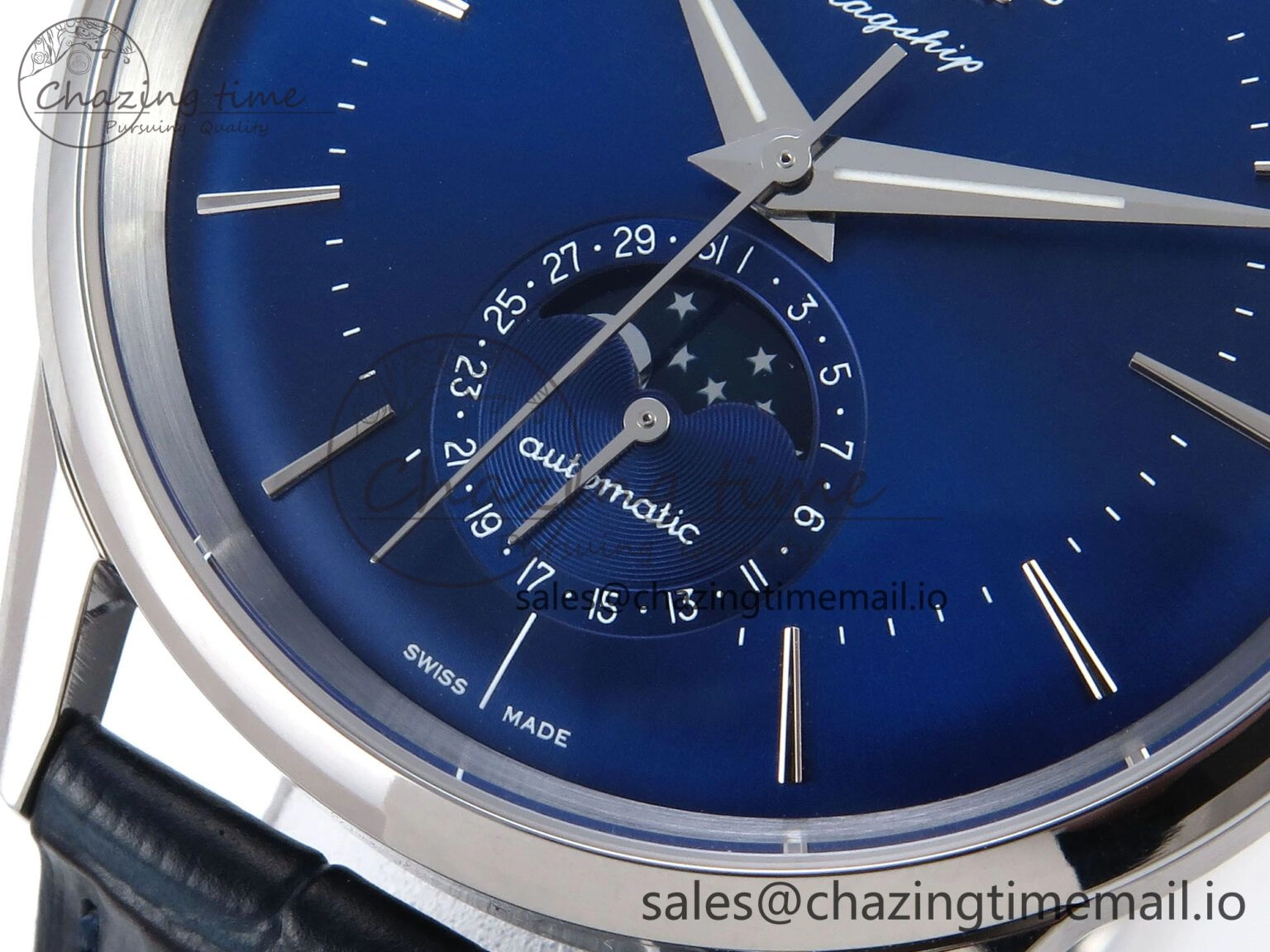 Flagship Heritage Moonphase SS APSF 1:1 Best Edition Blue Dial on Blue Leather Strap A Cozy 7544