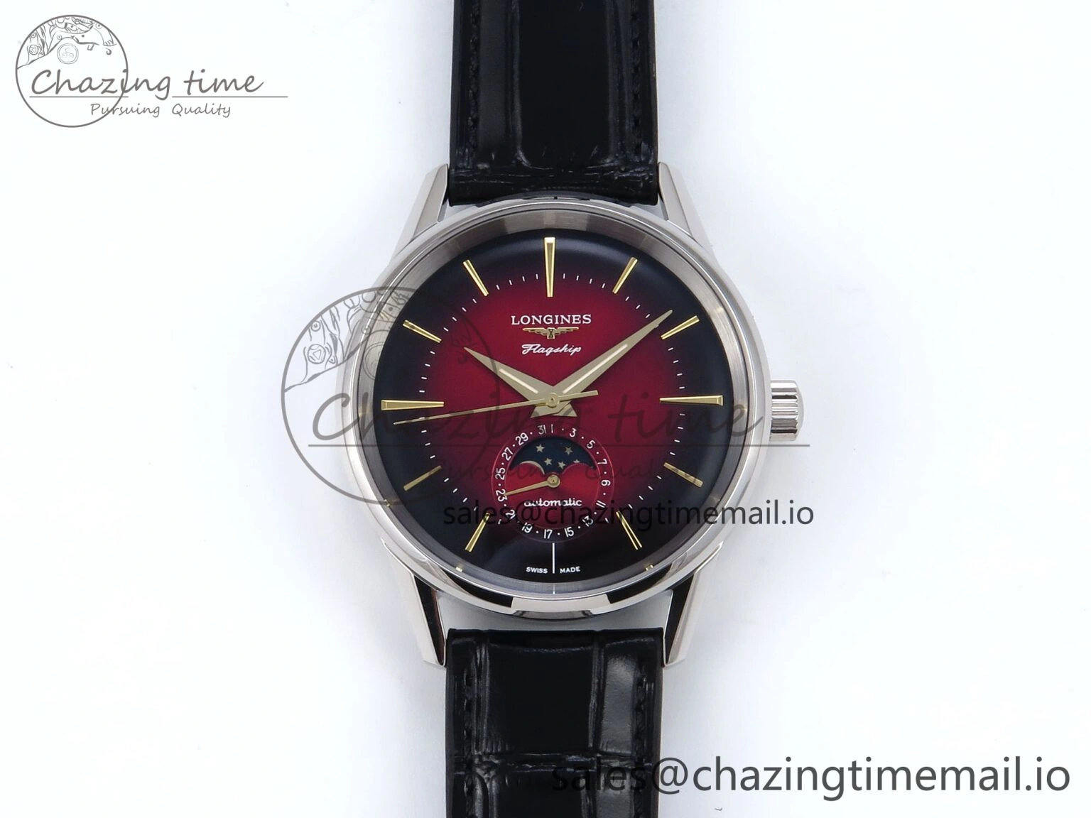 Flagship Heritage Moonphase SS APSF 1:1 Best Edition Red Dial on Black Leather Strap A HighPerformance 7542