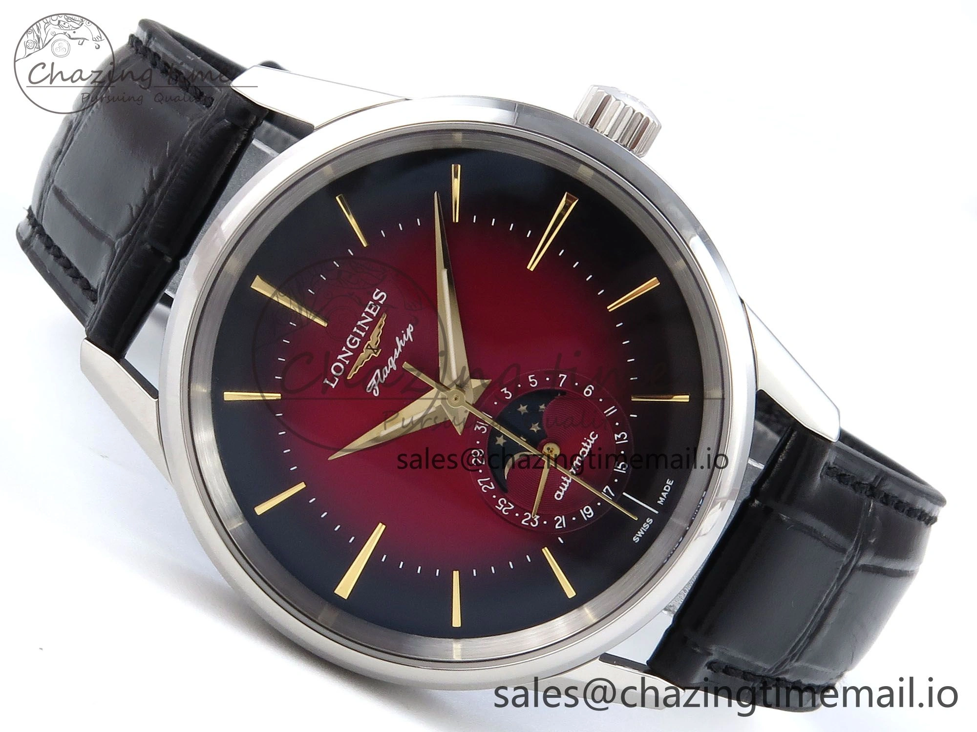 Flagship Heritage Moonphase SS APSF 1:1 Best Edition Red Dial on Black Leather Strap A HighPerformance 7542