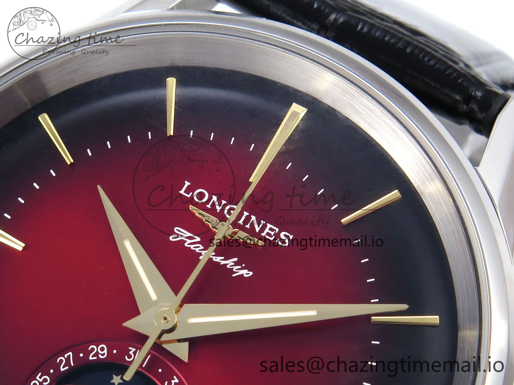 Flagship Heritage Moonphase SS APSF 1:1 Best Edition Red Dial on Black Leather Strap A HighPerformance 7542
