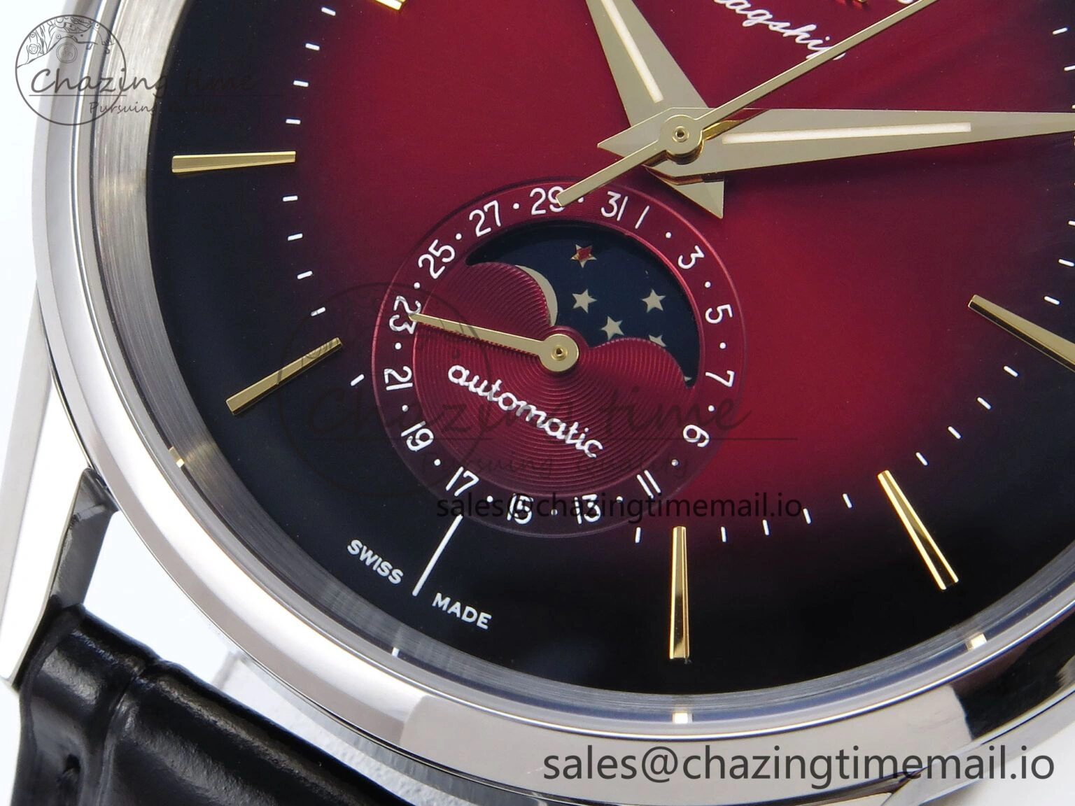 Flagship Heritage Moonphase SS APSF 1:1 Best Edition Red Dial on Black Leather Strap A HighPerformance 7542