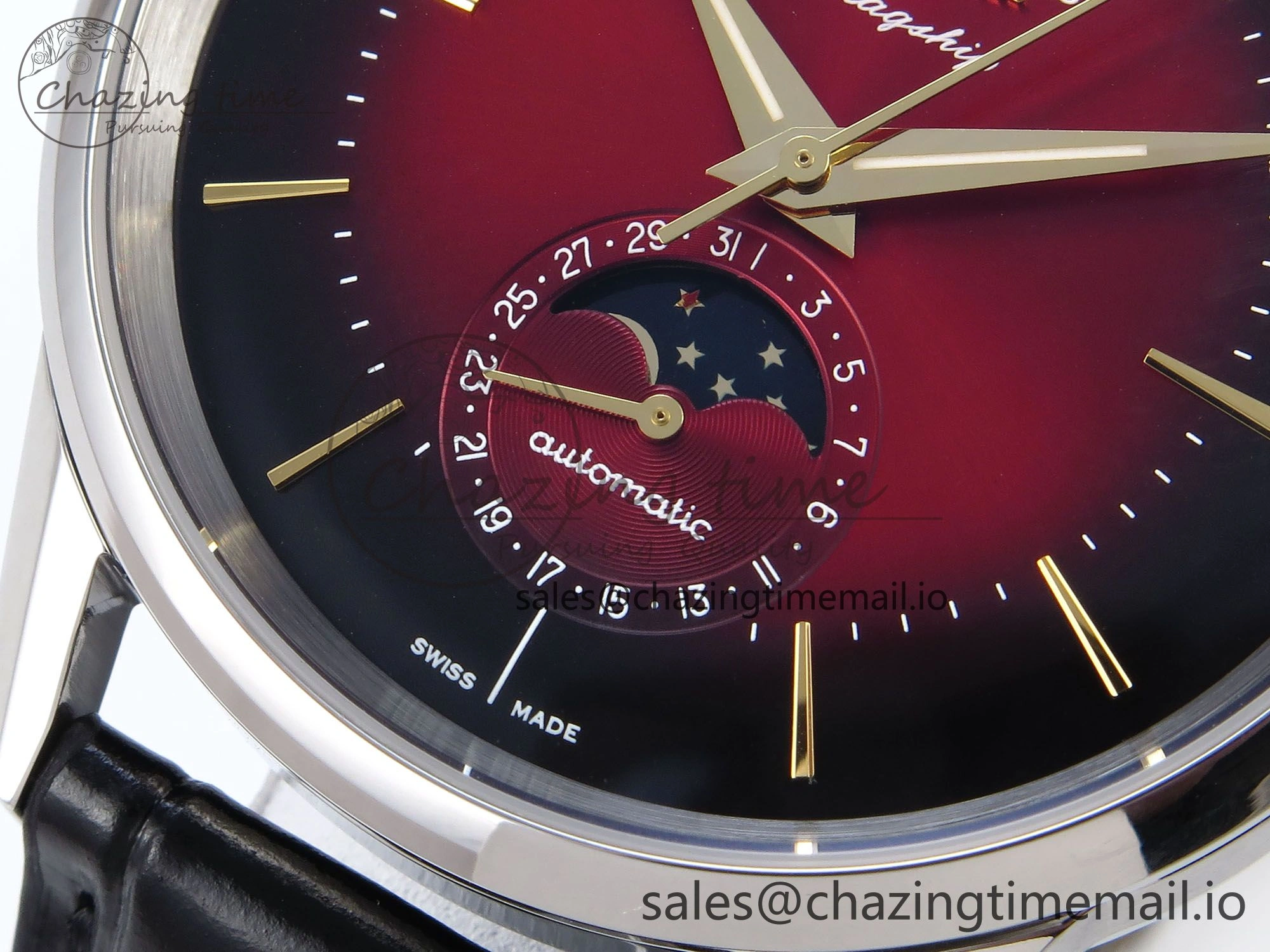 Flagship Heritage Moonphase SS APSF 1:1 Best Edition Red Dial on Black Leather Strap A HighPerformance 7542