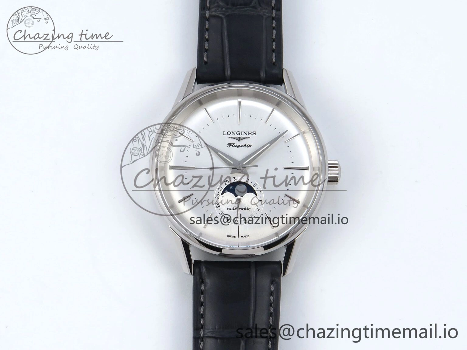 Flagship Heritage Moonphase SS APSF 1:1 Best Edition Silver SS Dial on Black Leather Strap A Popular 7546