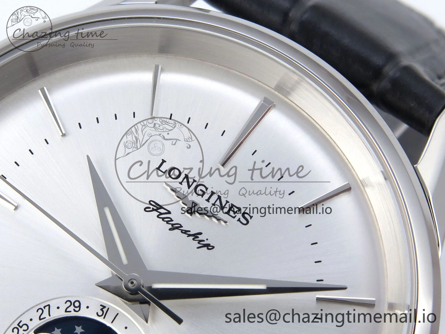 Flagship Heritage Moonphase SS APSF 1:1 Best Edition Silver SS Dial on Black Leather Strap A Popular 7546
