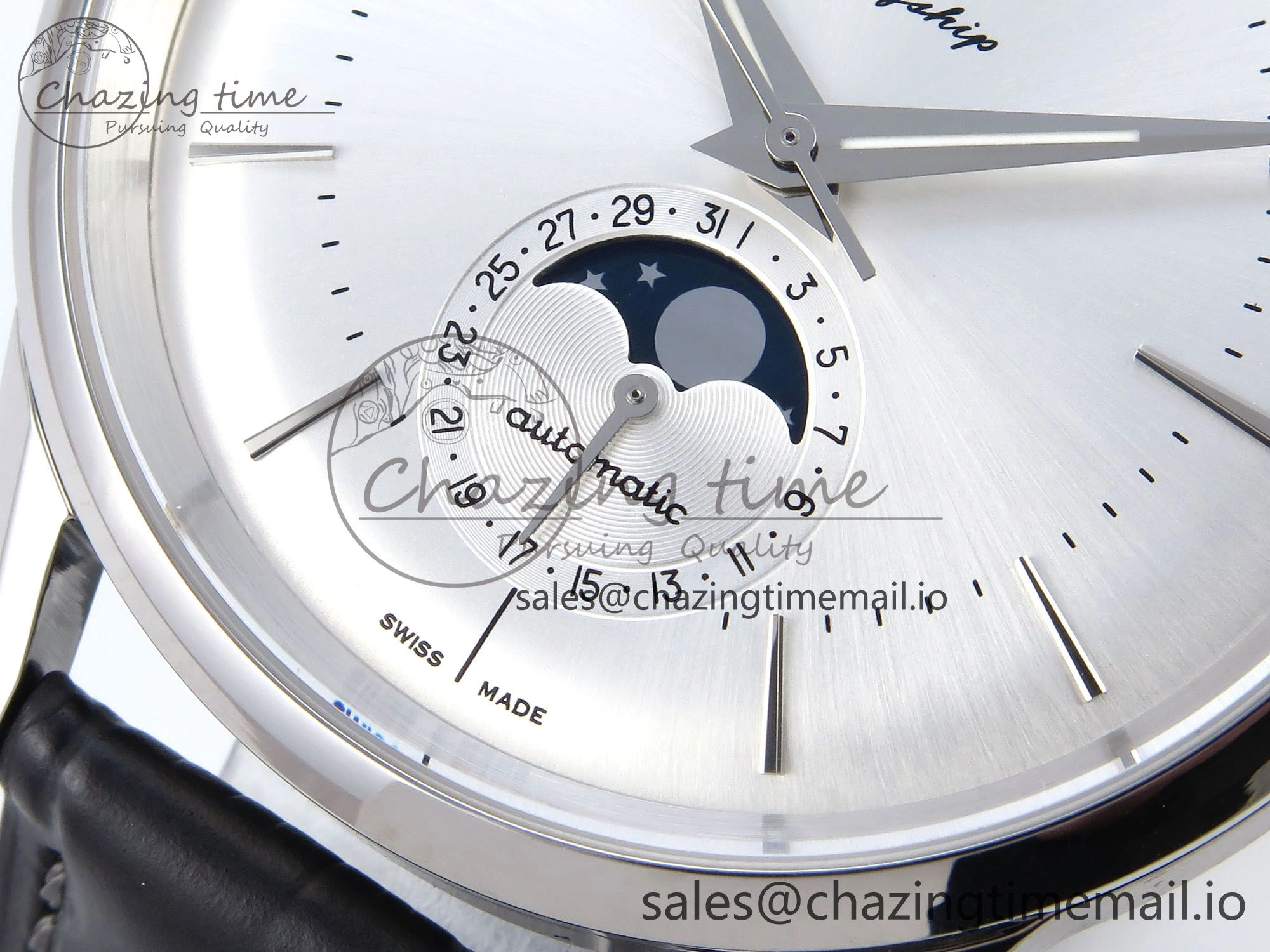 Flagship Heritage Moonphase SS APSF 1:1 Best Edition Silver SS Dial on Black Leather Strap A Popular 7546