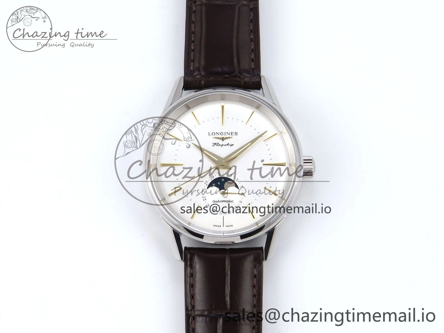 Flagship Heritage Moonphase SS APSF 1:1 Best Edition Silver YG Dial on Brown Leather Strap A UrbanStyle 7545
