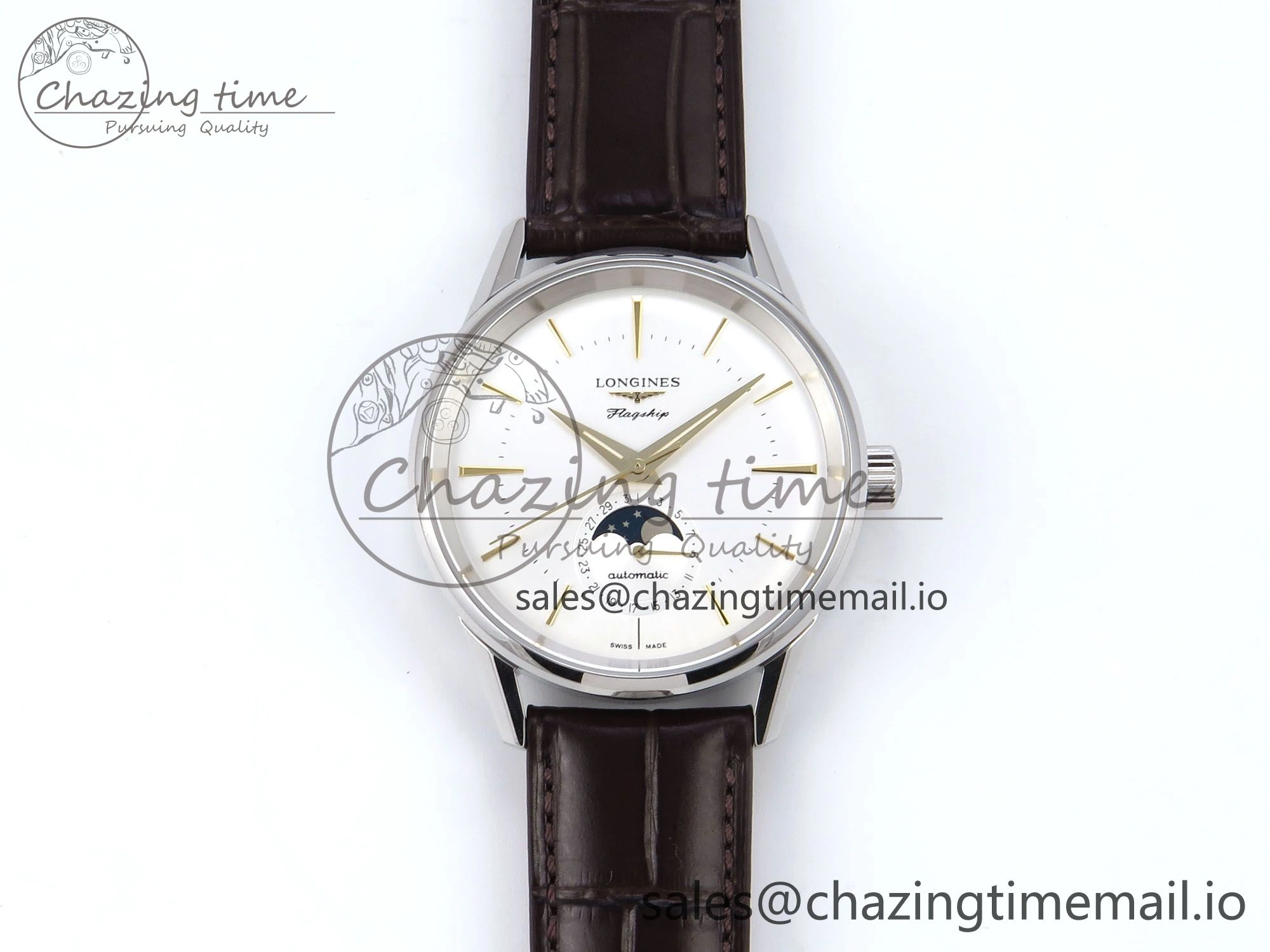 Flagship Heritage Moonphase SS APSF 1:1 Best Edition Silver YG Dial on Brown Leather Strap A UrbanStyle 7545
