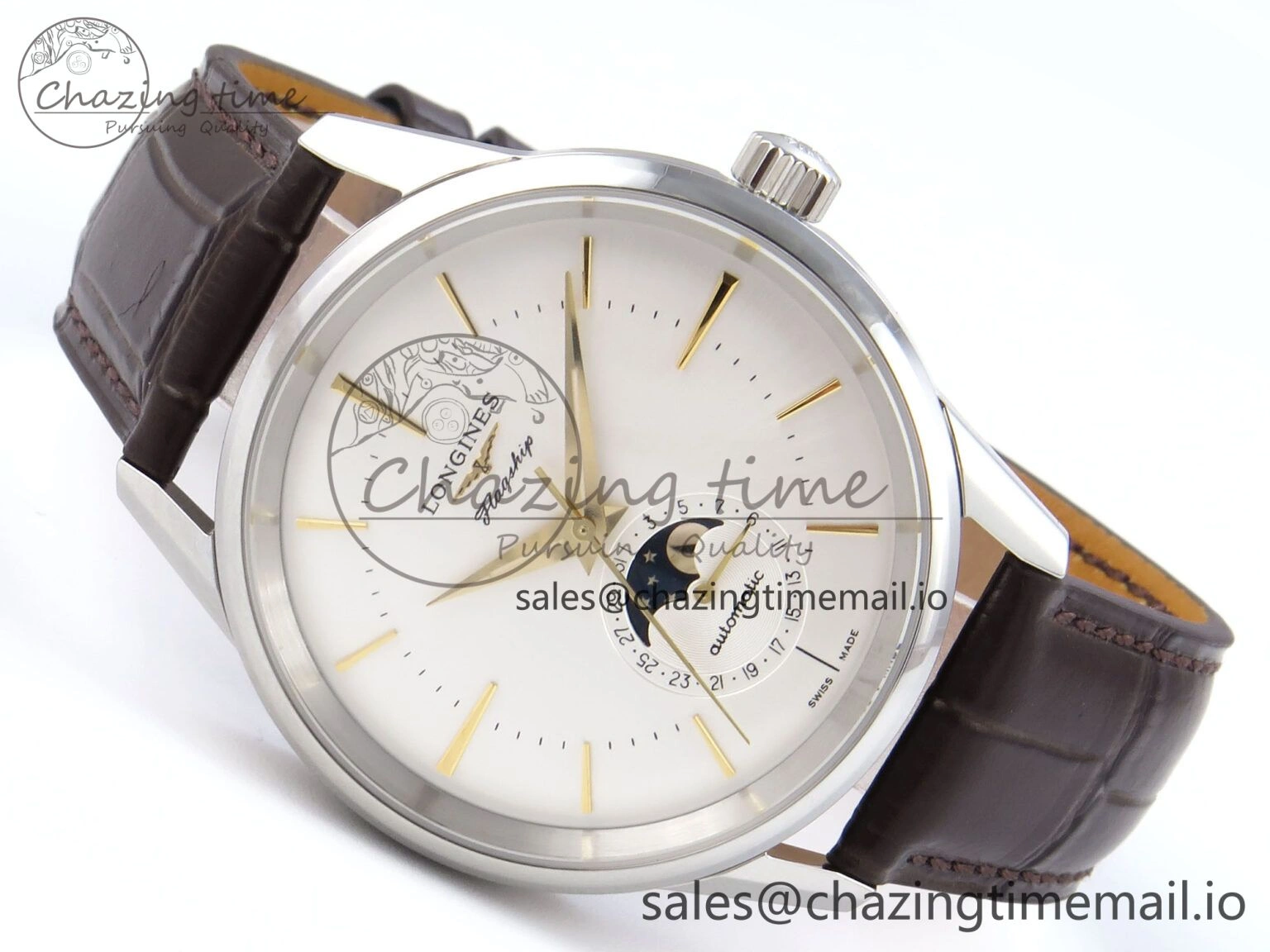 Flagship Heritage Moonphase SS APSF 1:1 Best Edition Silver YG Dial on Brown Leather Strap A UrbanStyle 7545