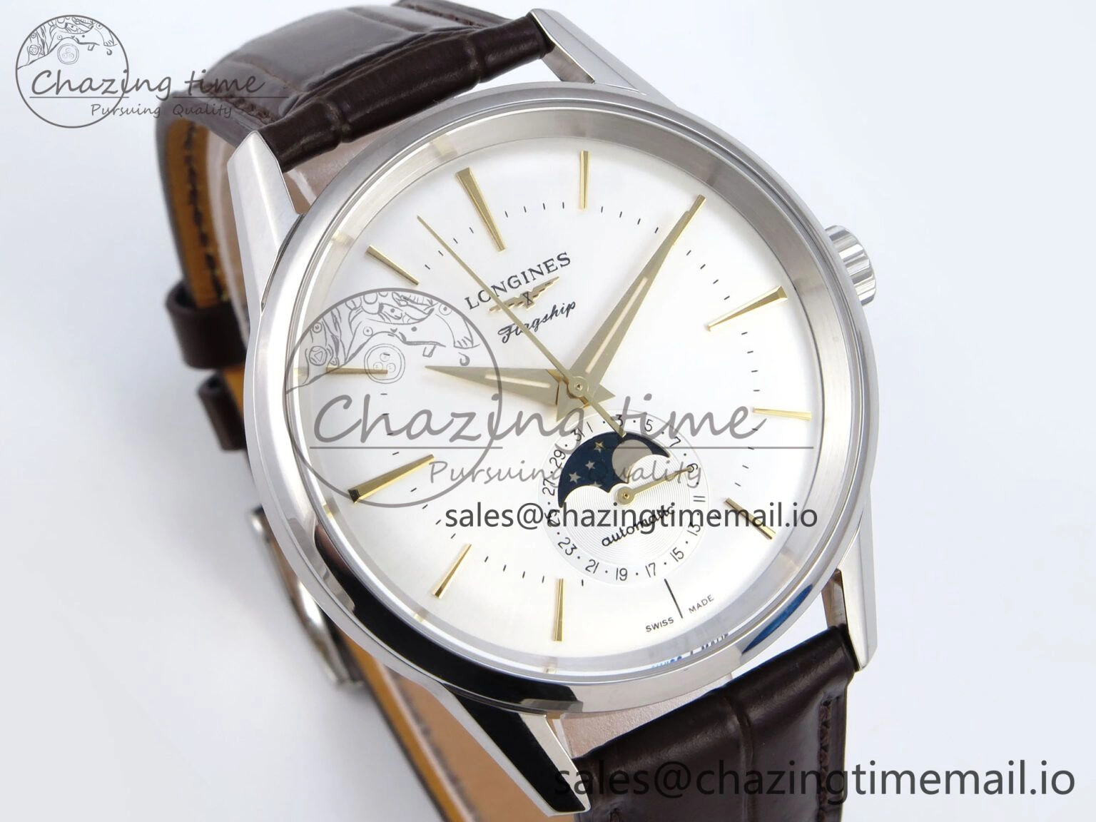 Flagship Heritage Moonphase SS APSF 1:1 Best Edition Silver YG Dial on Brown Leather Strap A UrbanStyle 7545