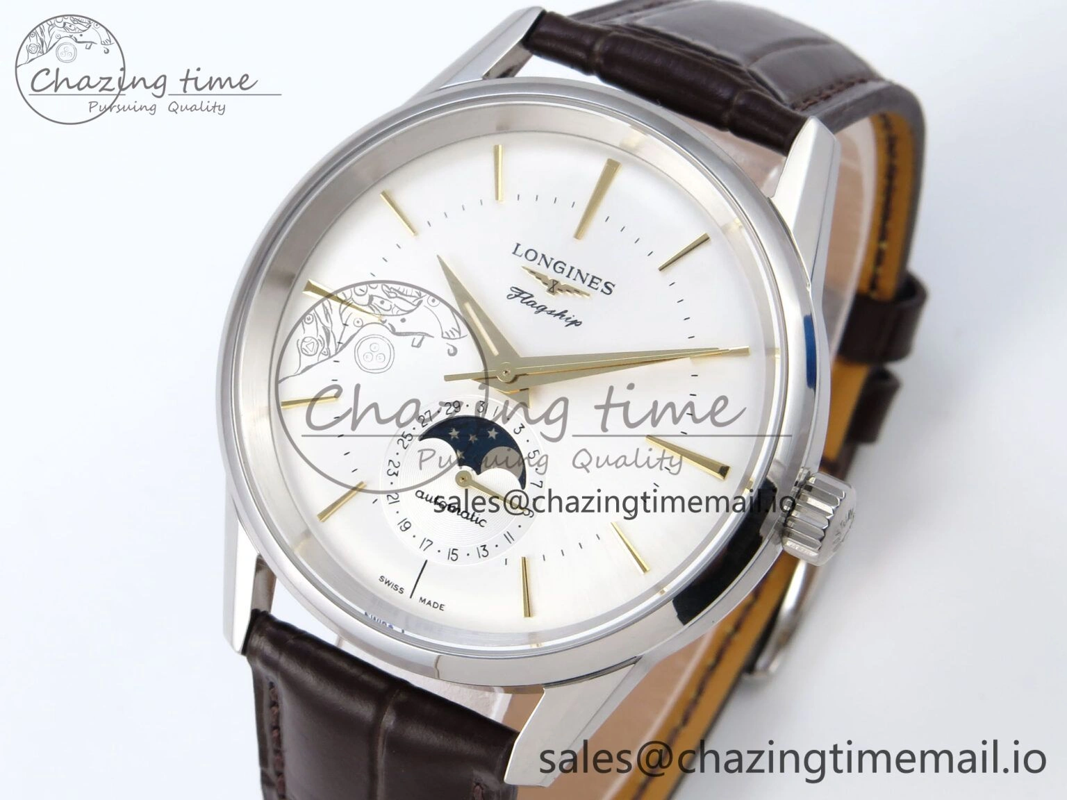 Flagship Heritage Moonphase SS APSF 1:1 Best Edition Silver YG Dial on Brown Leather Strap A UrbanStyle 7545