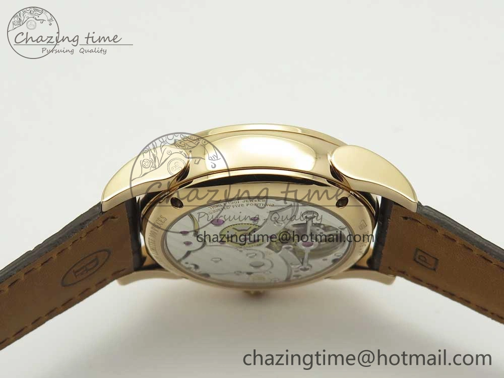 Fleurier Tonda Tourbillon Woodrock RG Real PR JBF Best Edition Red Dial on Brown Leather Strap Popular 8611