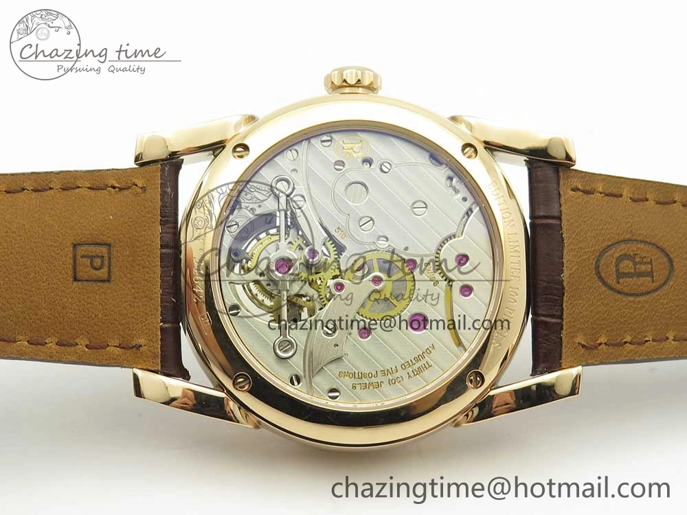 Fleurier Tonda Tourbillon Woodrock RG Real PR JBF Best Edition Red Dial on Brown Leather Strap Popular 8611