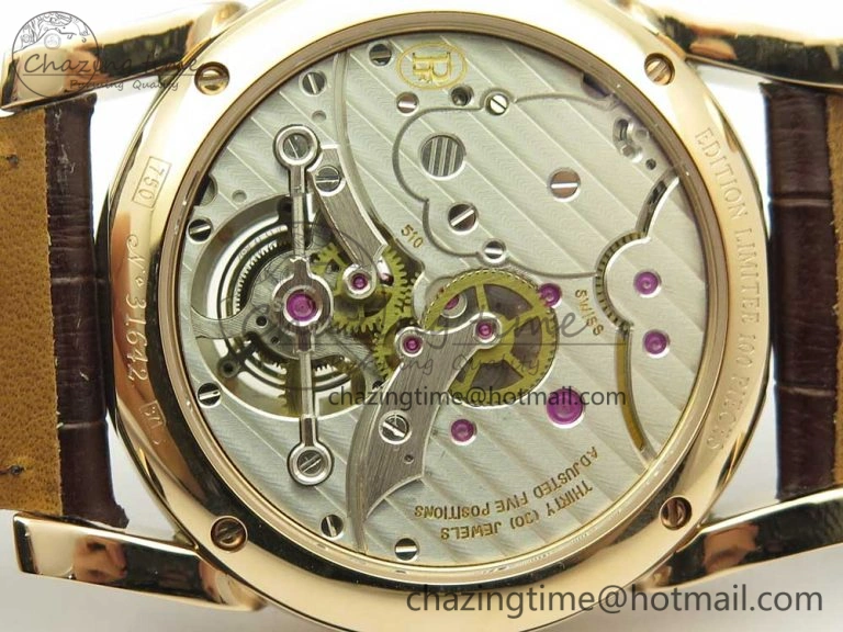 Fleurier Tonda Tourbillon Woodrock RG Real PR JBF Best Edition Red Dial on Brown Leather Strap Popular 8611