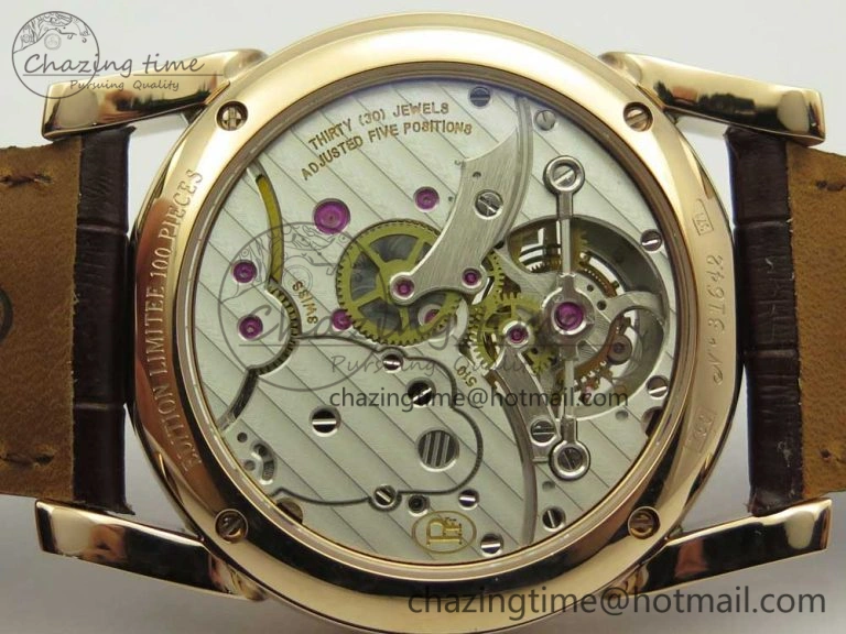 Fleurier Tonda Tourbillon Woodrock RG Real PR JBF Best Edition Red Dial on Brown Leather Strap Popular 8611