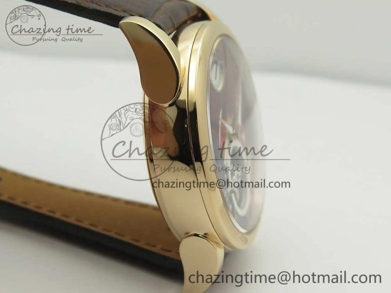 Fleurier Tonda Tourbillon Woodrock RG Real PR JBF Best Edition Red Dial on Brown Leather Strap Popular 8611