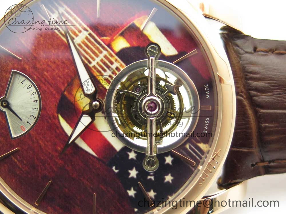 Fleurier Tonda Tourbillon Woodrock RG Real PR JBF Best Edition Red Dial on Brown Leather Strap Popular 8611