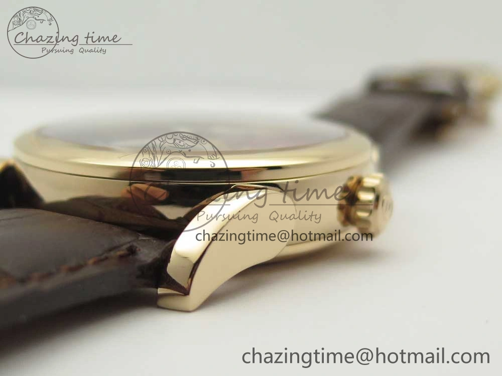 Fleurier Tonda Tourbillon Woodrock RG Real PR JBF Best Edition Red Dial on Brown Leather Strap Popular 8611