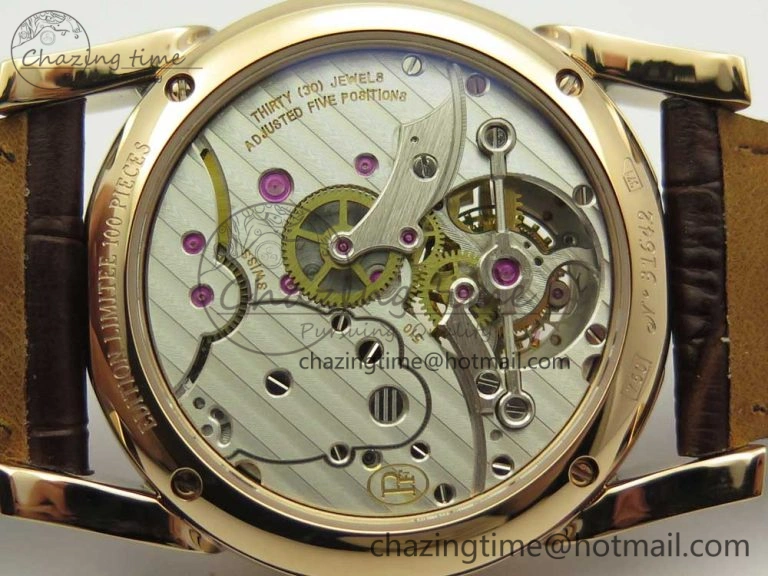 Fleurier Tonda Tourbillon Woodrock RG Real PR JBF Best Edition Red Man Dial on Brown Leather Strap Breathable 8614