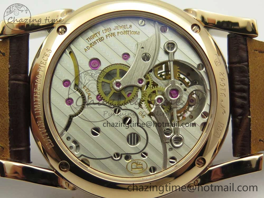 Fleurier Tonda Tourbillon Woodrock RG Real PR JBF Best Edition Red Man Dial on Brown Leather Strap Breathable 8614