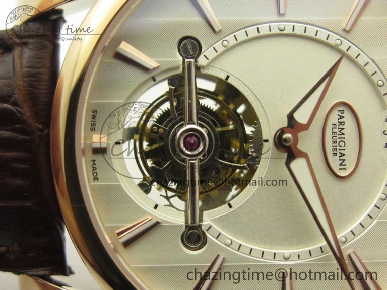 Fleurier Tonda Tourbillon Woodrock RG Real PR JBF Best Edition Silver Dial on Brown Leather Strap QuickDry 8612