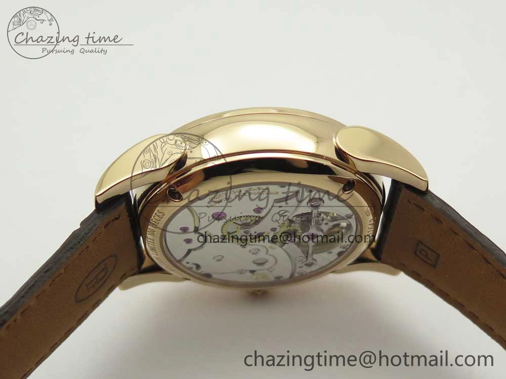 Fleurier Tonda Tourbillon Woodrock RG Real PR JBF Best Edition Silver Dial on Brown Leather Strap QuickDry 8612