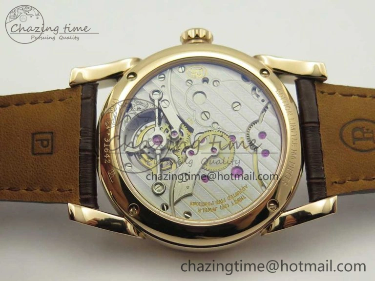 Fleurier Tonda Tourbillon Woodrock RG Real PR JBF Best Edition Silver Dial on Brown Leather Strap QuickDry 8612
