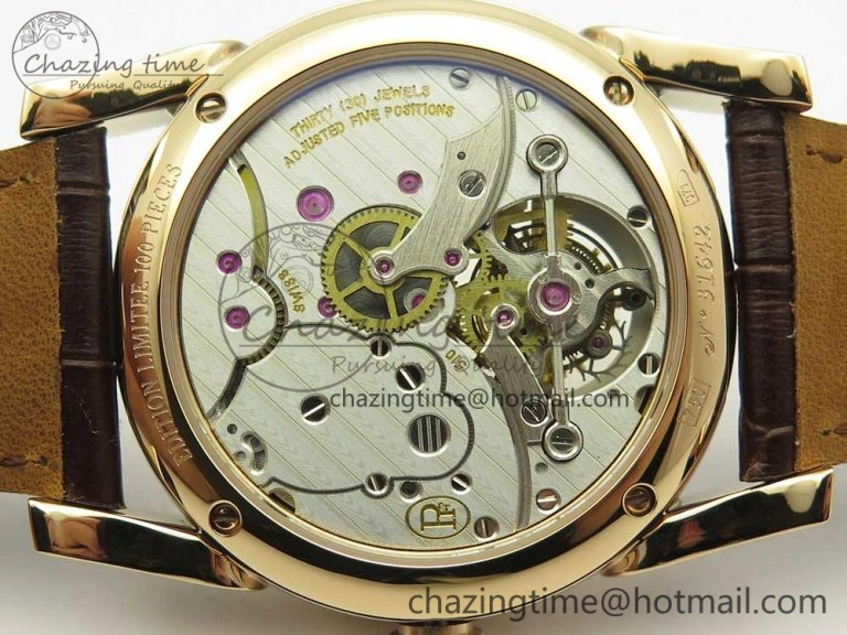 Fleurier Tonda Tourbillon Woodrock RG Real PR JBF Best Edition Silver Dial on Brown Leather Strap QuickDry 8612