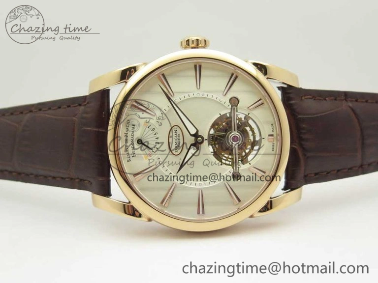Fleurier Tonda Tourbillon Woodrock RG Real PR JBF Best Edition Silver Dial on Brown Leather Strap QuickDry 8612
