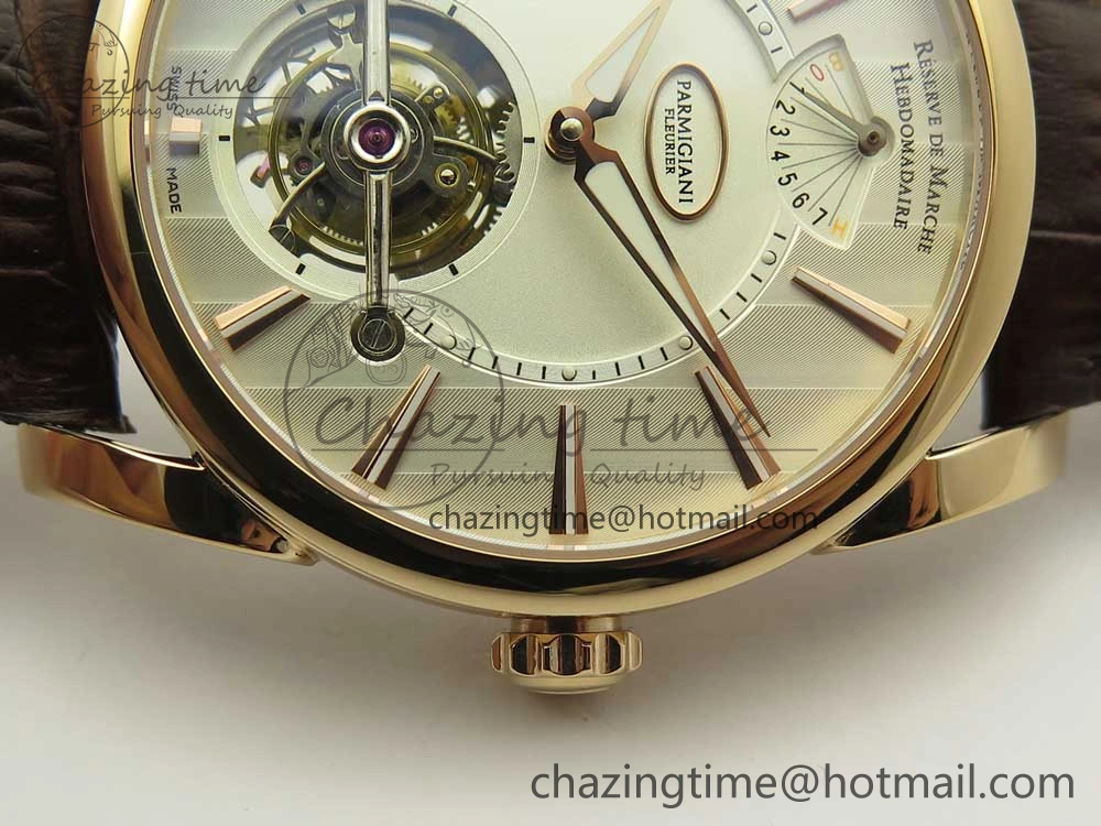 Fleurier Tonda Tourbillon Woodrock RG Real PR JBF Best Edition Silver Dial on Brown Leather Strap QuickDry 8612