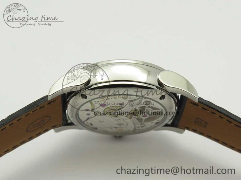 Supportive Fleurier Tonda Tourbillon Woodrock SS Real PR JBF Best Edition Black White Dial on Black Leather Strap 8616
