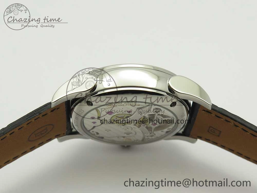 Supportive Fleurier Tonda Tourbillon Woodrock SS Real PR JBF Best Edition Black White Dial on Black Leather Strap 8616